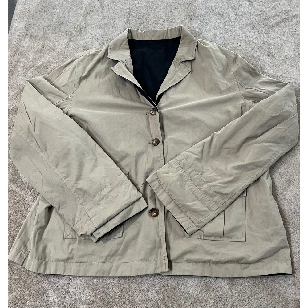Orvis Blazer Jacket Women's Large Khaki Button Front Notch Collar Lined L/ EUC